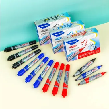 Bút Lông Dầu Thiên Long PM09 2 Đầu (Hộp 10 cây) – Viết Trên Nhiều Bề Mặt, Mực Đậm Bền